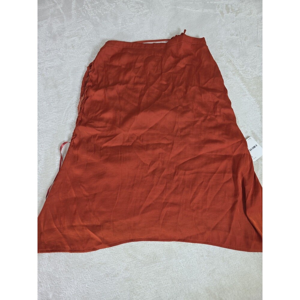 Free People Halter Top Sleeveless Sz M Burnt Orange Boho Festival Silky Strappy